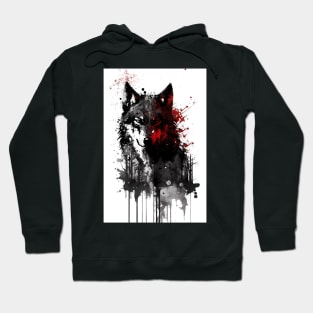 Ink Gray Wolf Portrait Hoodie